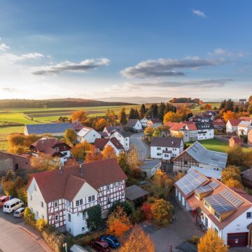 village, landscape, houses