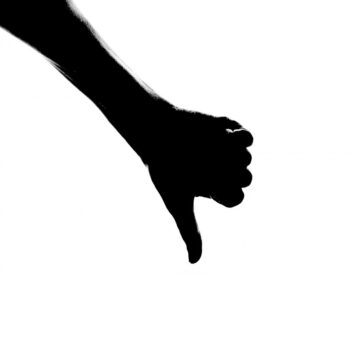 silhouette, thumb, down