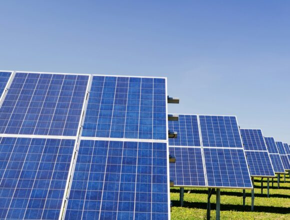 Photo by Zbynek Burival blue solar panel boards